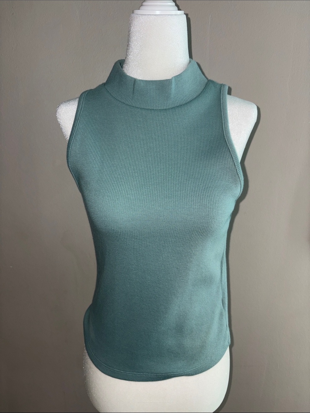 A New Day - Sleeveless Mock Neck Tank Top - Blue